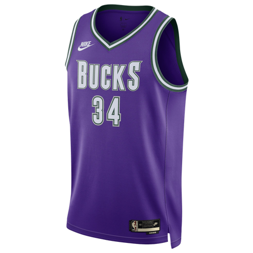 

Nike Mens Giannis Antetokounmpo Nike Bucks Swingman Jersey - Mens White/Purple Size L