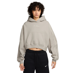 Women's - Nike Studio Crop Fleece Scallop Hoodie - White/White/White