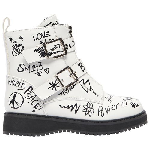 

Girls Steve Madden Steve Madden Wordup Boots - Girls' Grade School Shoe White/Black Size 06.0