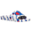 Champion IPO Mega Script Slides - Men's White/Blue/Red
