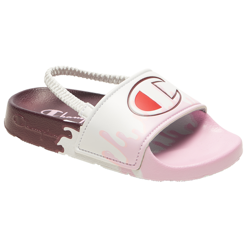 

Champion Girls Champion IPO Drip Slides - Girls' Toddler Shoes Pink/Brown/White Size 5.0