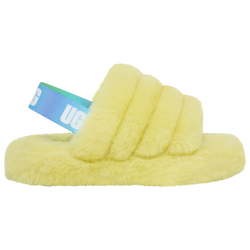 Girls' Preschool - UGG Fluff Yeah Slides - Pollen Yellow/Pollen Yellow