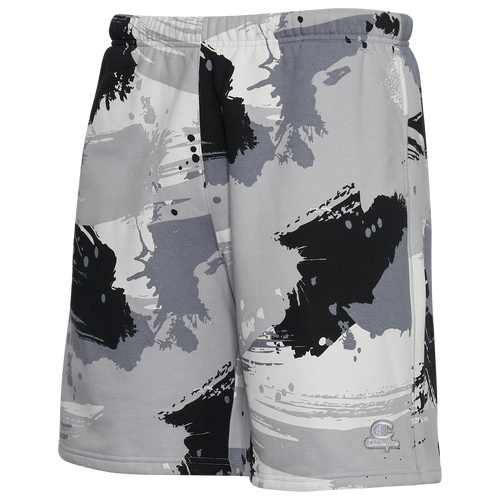 

Champion Classic Fleece AOP 8" Shorts - Mens Black/White/Grey Size S