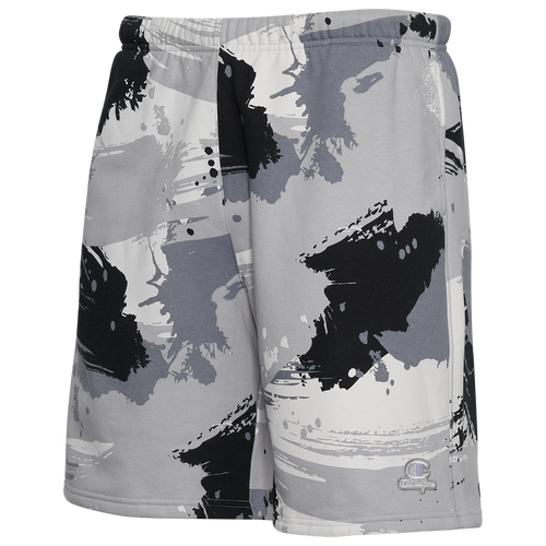 Champion Mens  Classic Fleece Aop 8shorts In Black/white/grey