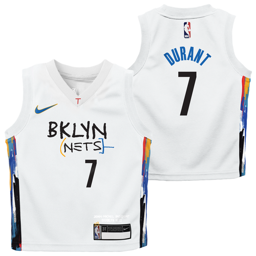 

Nike Boys Kevin Durant Nike Nets City Edition Replica Jersey - Boys' Preschool Black/White Size 7