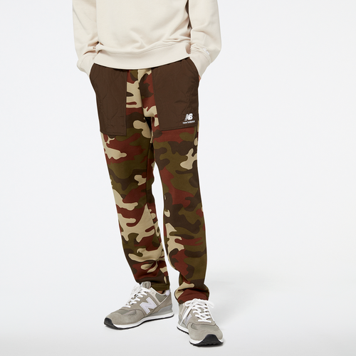 

New Balance Mens New Balance Essential Camo Fleece Pants - Mens Olive/White Size M