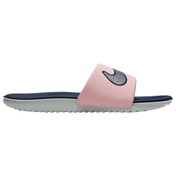 Girls' Preschool - Nike Kawa Slides SE 2 - Pink Gaze/Metallic Silver/Midnight Navy