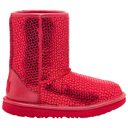 Shop Ugg Girls  Classic Ii Gel Hearts In Red/red