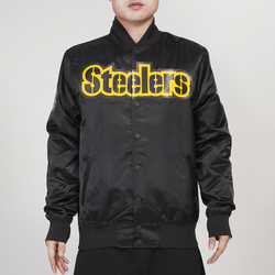 Men's - Pro Standard Steelers Big Logo Satin Jacket - Black