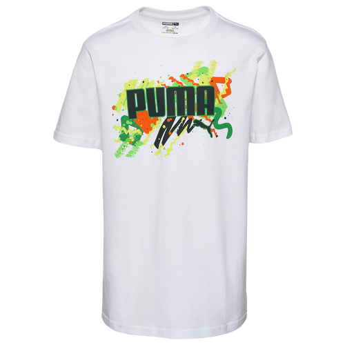 

Boys PUMA PUMA Squiggle T-Shirt - Boys' Grade School White/Multi Size S