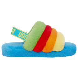 Boys' Preschool - UGG Fluff Yeah Slides - Blue/Green/Red