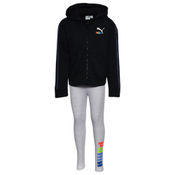 Girls' Preschool - PUMA Rainbow Logo Hoodie Set - Black