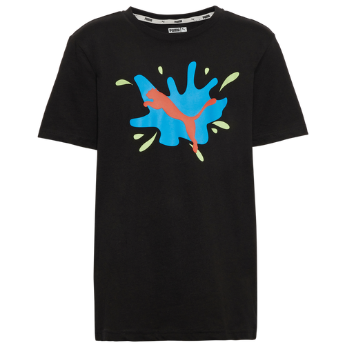 

Boys PUMA PUMA Splash Logo T-Shirt - Boys' Grade School Black/Blue Size S