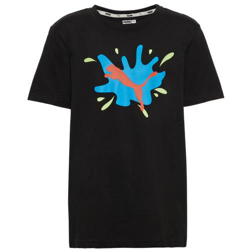 BOYS - PUMA Splash Logo T-Shirt - Black/Blue