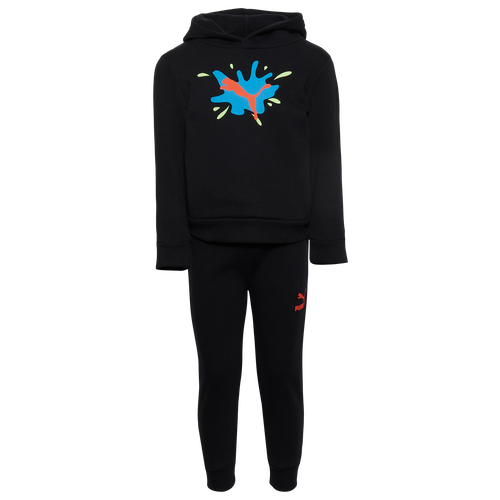 Shop Puma Boys Preschool   Splash Logo Hoodie Set In Blue/black