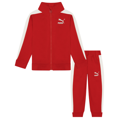 

Boys PUMA PUMA Fleece Track Set - Boys' Grade School White/Red Size S