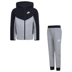 Boys' Preschool - Nike Tech Fleece Hooded Full-Zip Set - Black/Dark Grey Heather