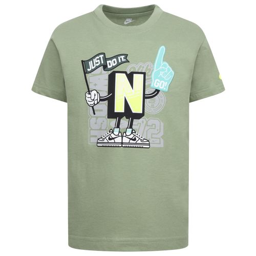 Shop Nike Boys Preschool   Step Up Your Game Short Slv T-shirt In Oil Green/white