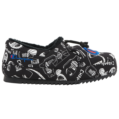 

Boys Champion Champion University Slippers - Boys' Grade School Shoe Black/White/Blue Size 05.0