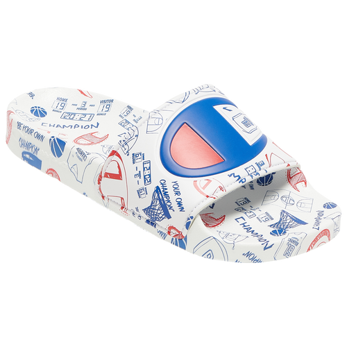 

Champion Boys Champion IPO Slides - Boys' Grade School Shoes White/Blue/Red Size 04.0