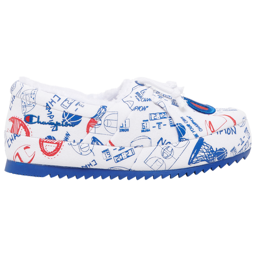 

Boys Champion Champion University Slippers - Boys' Grade School Shoe White/Blue/Red Size 04.0