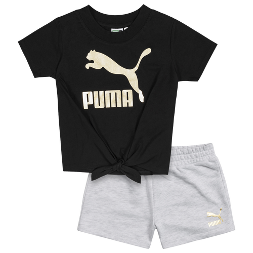 GIRLS - PUMA T-Shirt & Bike Shorts Set - Black