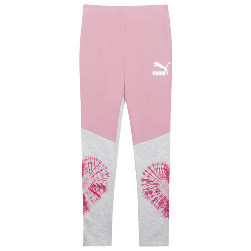 Shop Puma Girls   Valentine's Day Colorblock Leggings In Pink/white