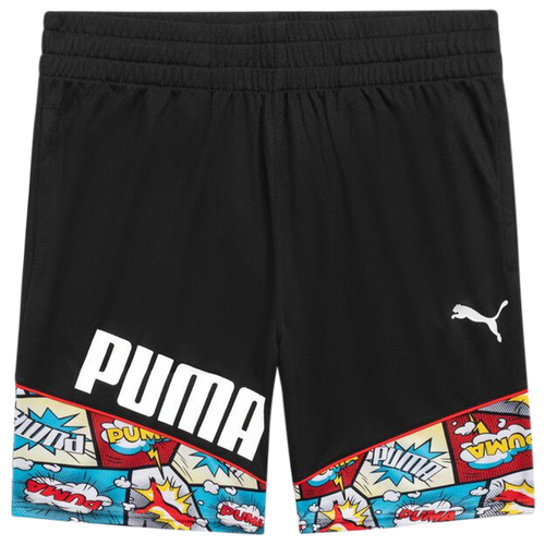 

Boys PUMA PUMA Comic Mesh Shorts - Boys' Grade School Black/Multi Size M