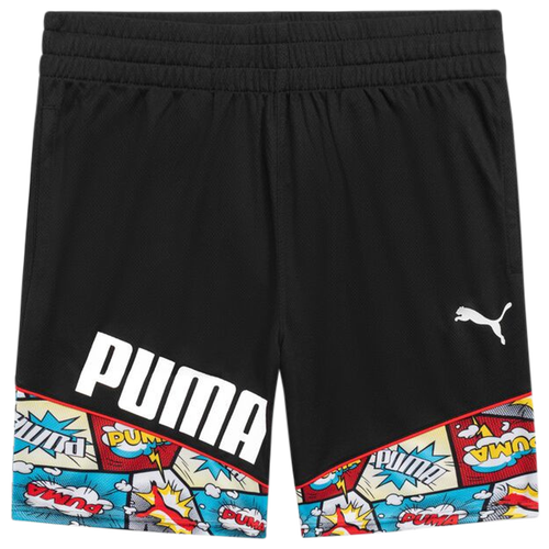 

Boys PUMA PUMA Comic Mesh Shorts - Boys' Grade School Black/Multi Size S