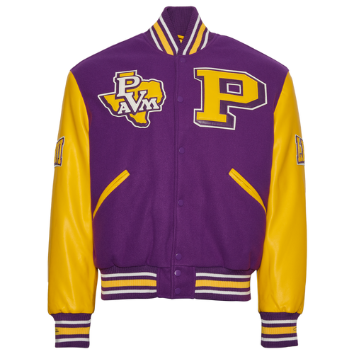 

Campus Remix Mens Campus Remix Prairie View A&M University Varsity Jacket - Mens Purple/Yellow Size S