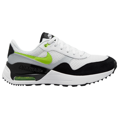 

Boys Nike Nike Air Max System - Boys' Grade School Running Shoe White/Black/Volt Size 05.5