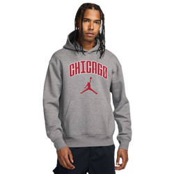 Men's - Jordan Chicago City HBR Fleece Pullover - Carbon Heather/Red