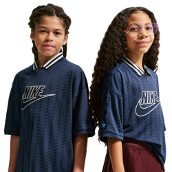 Boys' Grade School - Nike NSW CLN Jersey Short Sleeve Top - Midnight Navy/Soft Pearl