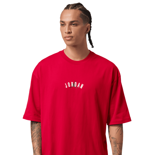 MENS - Jordan Back Stretch Oversized Short Sleeve Crew - Black/Gym Red