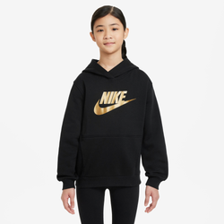 Boys' Grade School - Nike NSW Club HBR Fleece Hoodie - Black/Metallic Gold