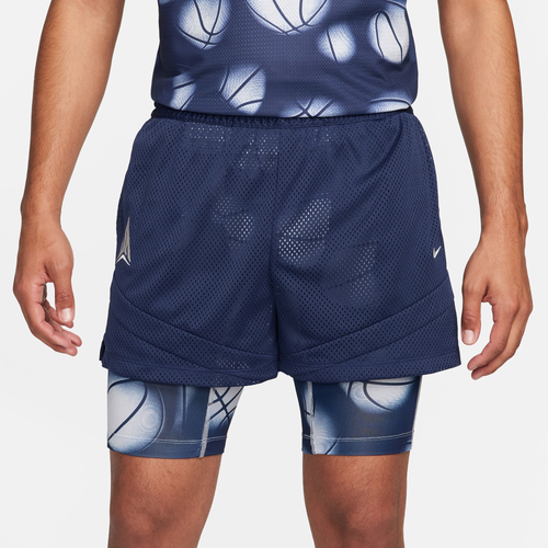 

Nike Mens Nike Ja Morant DF Icon 2IN1 4" Shorts - Mens Midnight Navy/Gray Size M