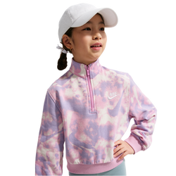 Girls' Grade School - Nike NSW Club Fleece AOP Half Zip - Phantom/Lt Magenta/Light Thistle