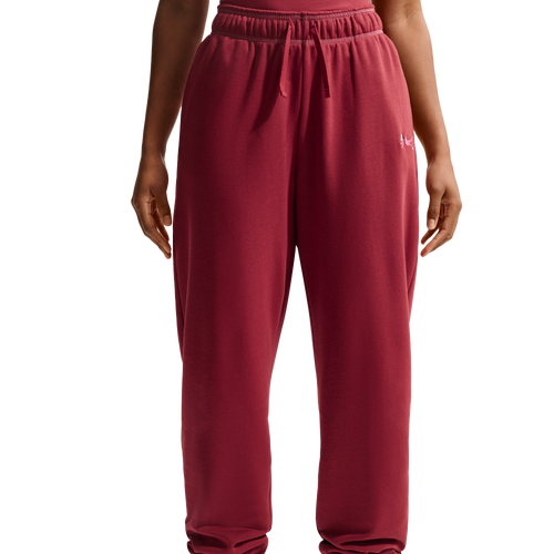WOMENS - Nike NSW Club Fleece Mid Rise OS Vday Pant - Peony/Team Crimson