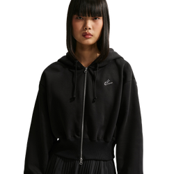 Women's - Nike NSW Phoenix Fleece Bling Crop Full-Zip Hoodie - Black/Black