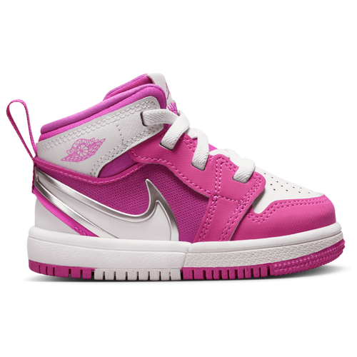 

Girls Jordan Jordan AJ 1 Easyon Mid - Girls' Toddler Shoe Pink/White Size 02.0