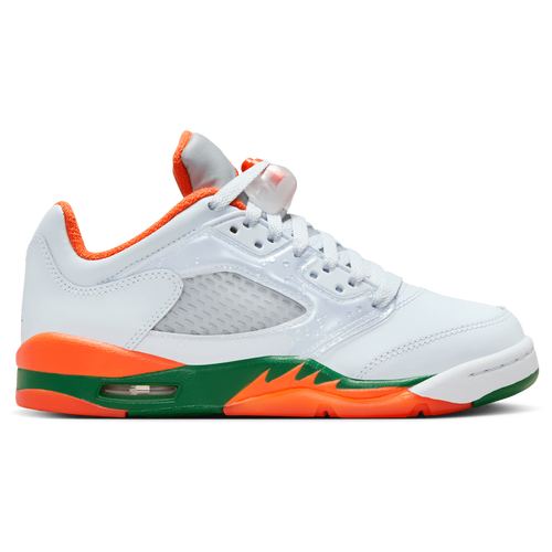 

Boys Jordan Jordan Retro 5 Low University - Boys' Grade School Basketball Shoe Green/Orange/Grey Size 04.0