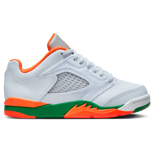 

Boys Preschool Jordan Jordan Retro 5 Low Uni - Boys' Preschool Basketball Shoe Grey/Orange/Green Size 12.0