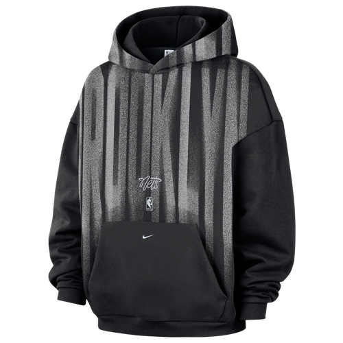 Nike Men's Brooklyn Nets Standard Issue Therma-FIT Fleece Basketball Hoodie in Black | IQ1458-010