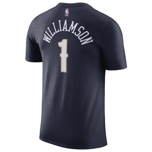 

Nike Mens Zion Williamson Nike Pelicans Player Name & Number DFCT T-Shirt - Mens Navy/Gold Size S