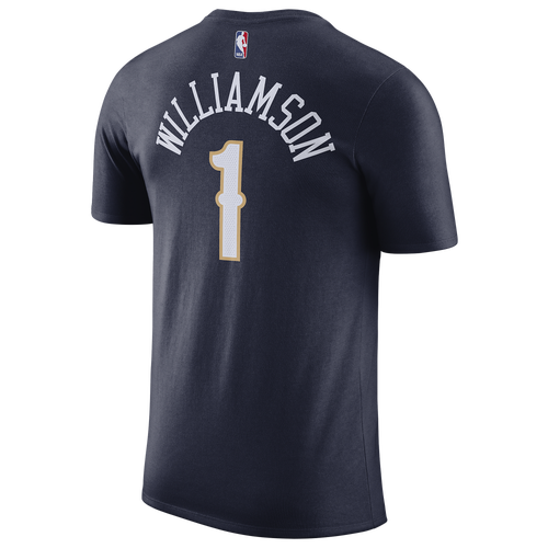 

Nike Mens Zion Williamson Nike Pelicans Player Name & Number DFCT T-Shirt - Mens Navy/Gold Size M