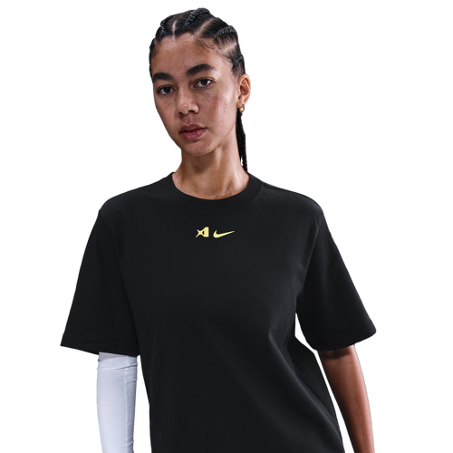 WOMENS - Nike Aja Signature Short Sleeve T-Shirt - Black/Electric Yellow