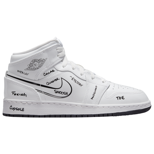 

Boys Jordan Jordan AJ 1 Mid SS - Boys' Grade School Basketball Shoe White/Black Size 05.5