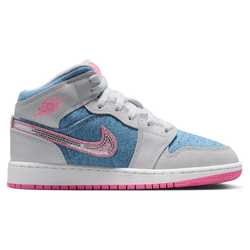 Girls' Grade School - Jordan Air Jordan 1 Mid - Cobalt Bliss/Pink Glow/White