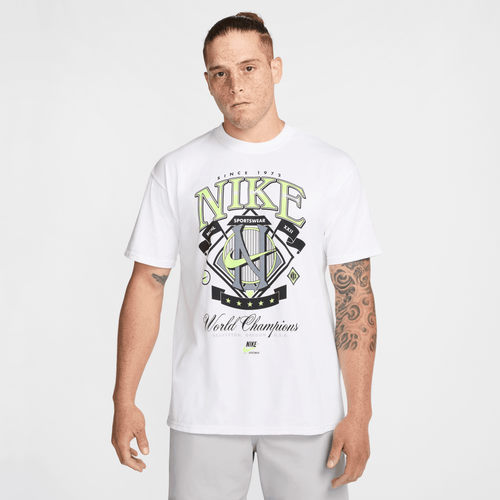 

Nike Mens Nike NSW Max 90 Gel Cham Short Sleeve T-Shirt - Mens White/Volt Size XXL