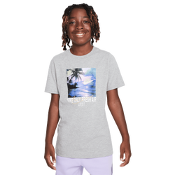 Boys' Grade School - Nike NSW Freshest Air S/S Crew T-Shirt - White/Grey